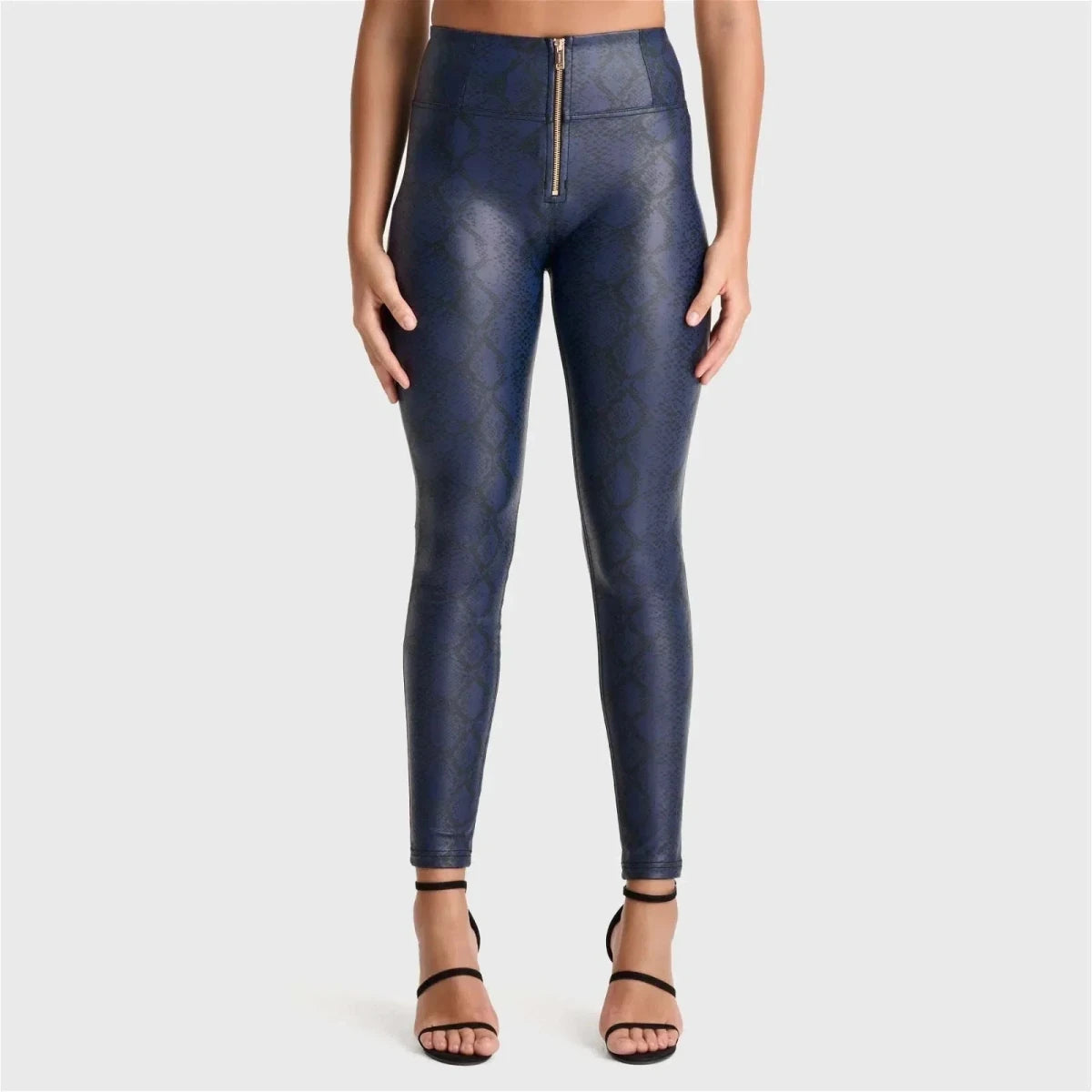 WRUP Python Faux Leather Limited Edition - High Waisted - Full Length - Midnight Blue - Vox Leather