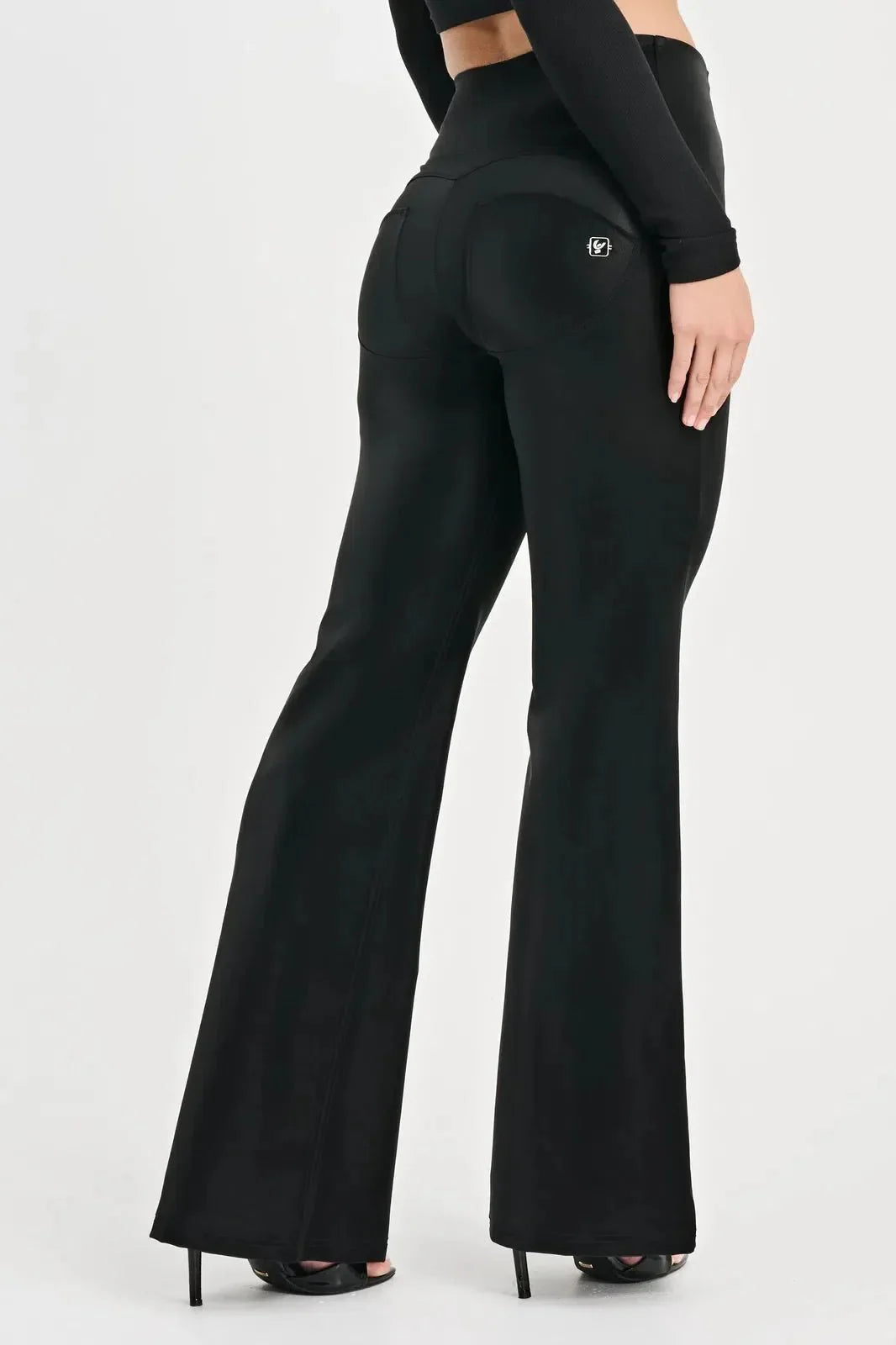 WRUP Velvet Faux Leather - High Waisted - Super Flare - Black - Rare Leather