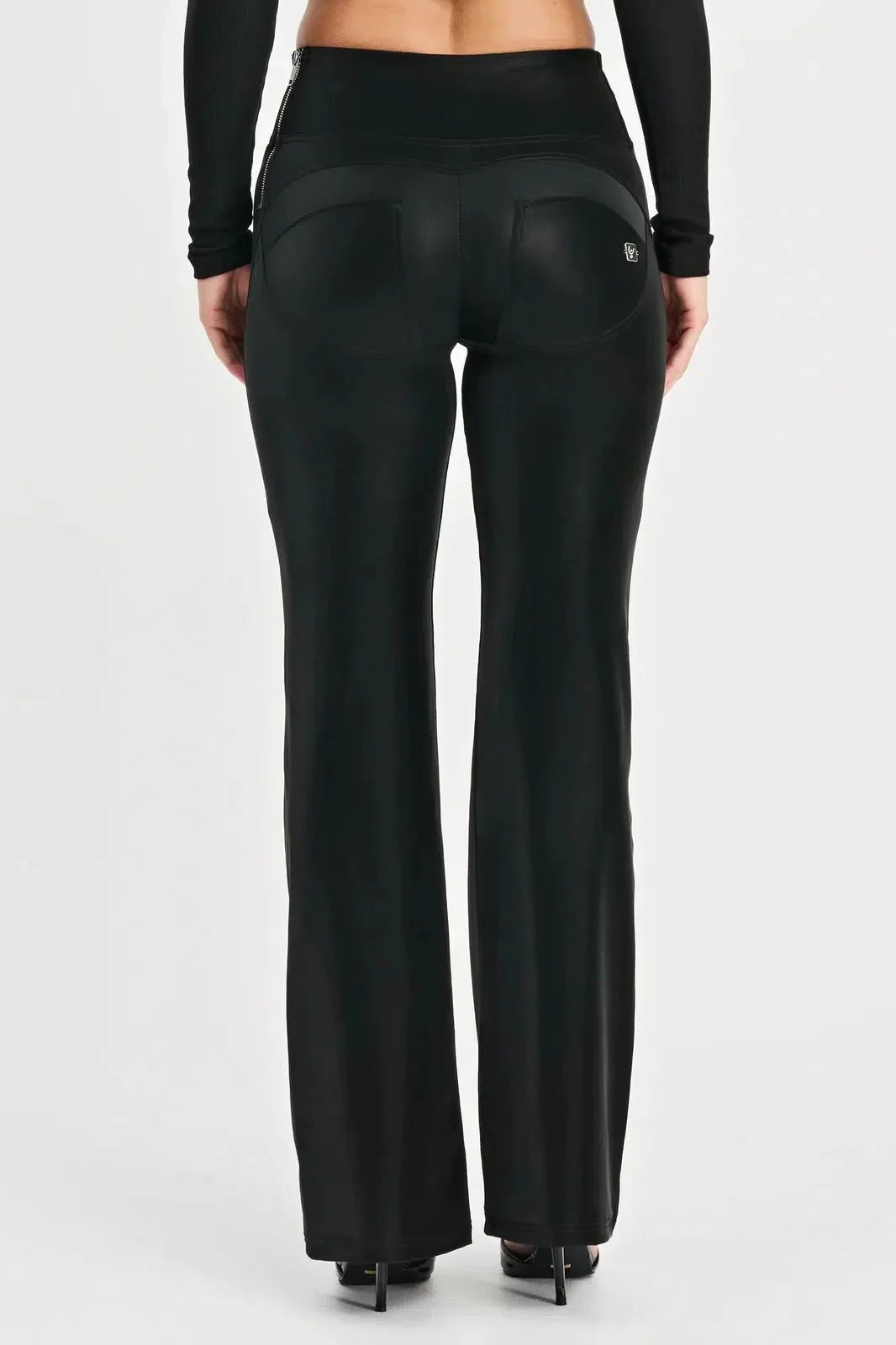 WRUP Velvet Faux Leather - High Waisted - Super Flare - Black - Rare Leather