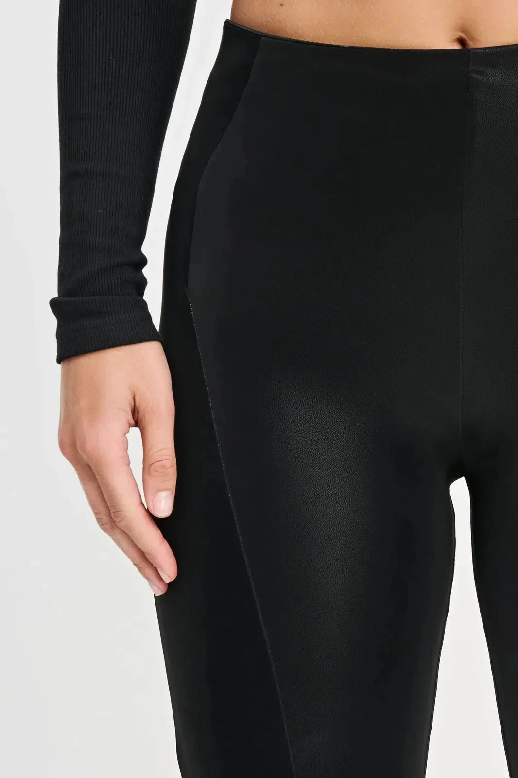 WRUP Velvet Faux Leather - High Waisted - Super Flare - Black - Rare Leather