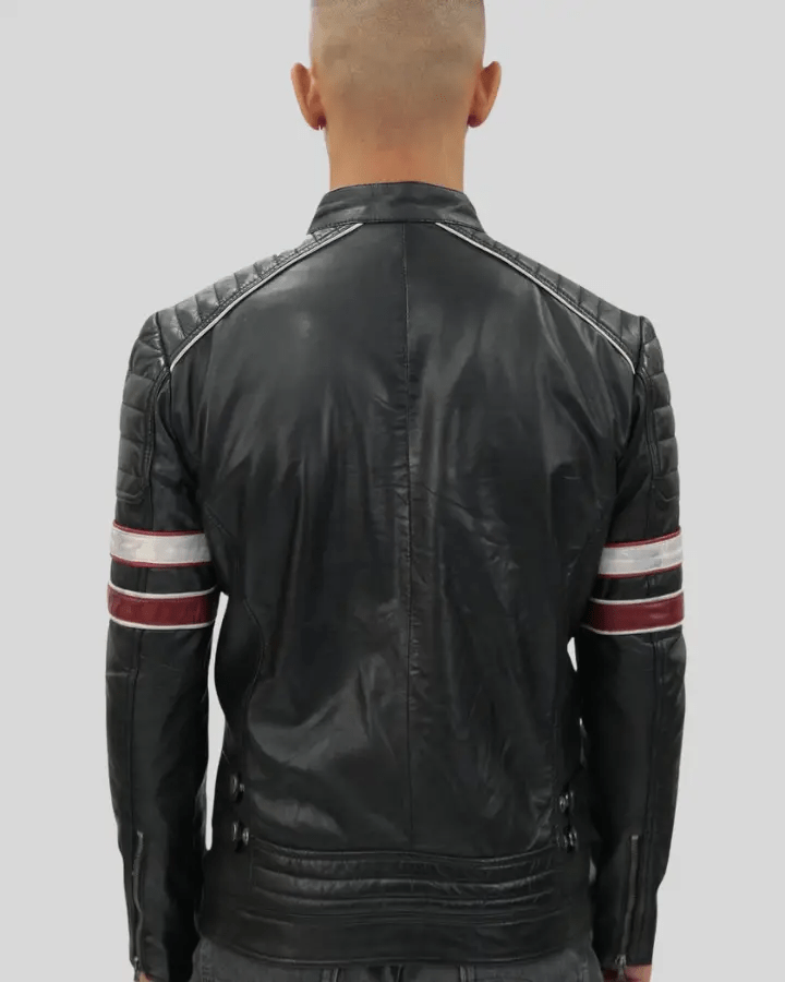 Wyatt Black Quilted Leather Racer Jacket - Rare Leather