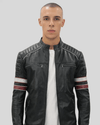 Wyatt Black Quilted Leather Racer Jacket - Rare Leather