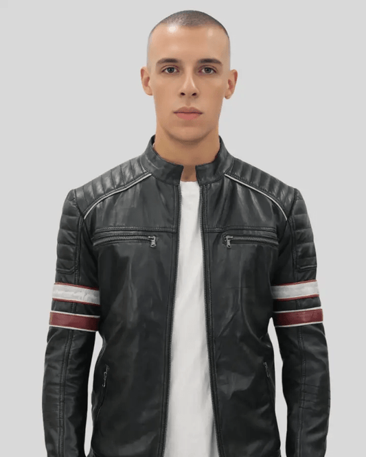 Wyatt Black Quilted Leather Racer Jacket - Rare Leather