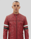 Wyatt Red Quilted Leather Racer Jacket - Rare Leather