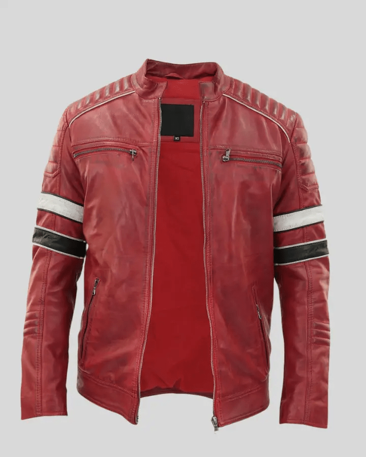 Wyatt Red Quilted Leather Racer Jacket - Rare Leather