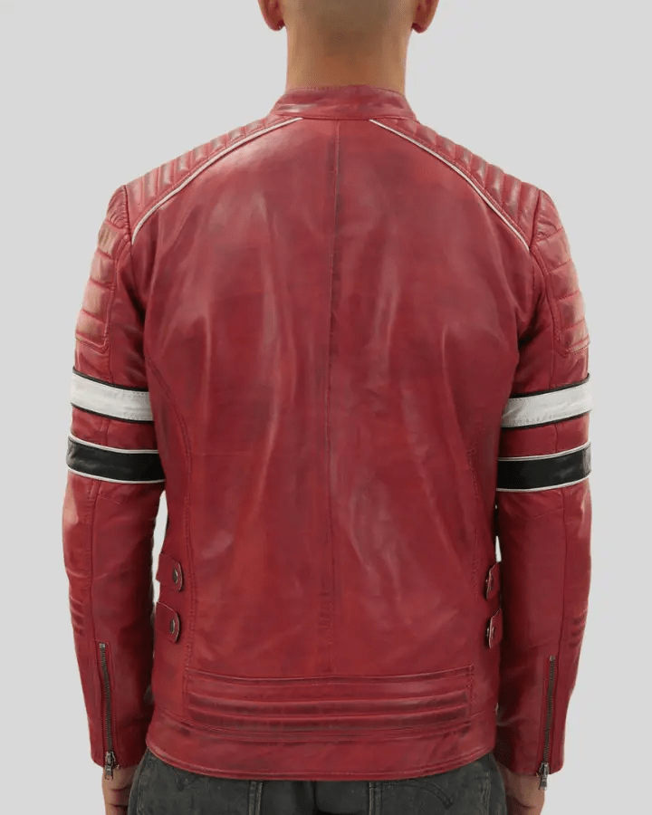 Wyatt Red Quilted Leather Racer Jacket - Rare Leather