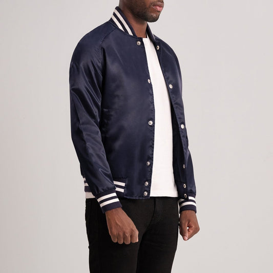 Xander Blue Varsity Jacket - Vox Leather