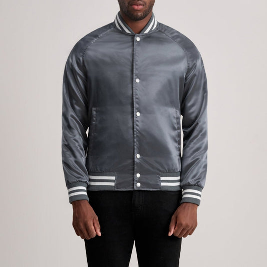 Xander Grey Varsity Jacket - Vox Leather