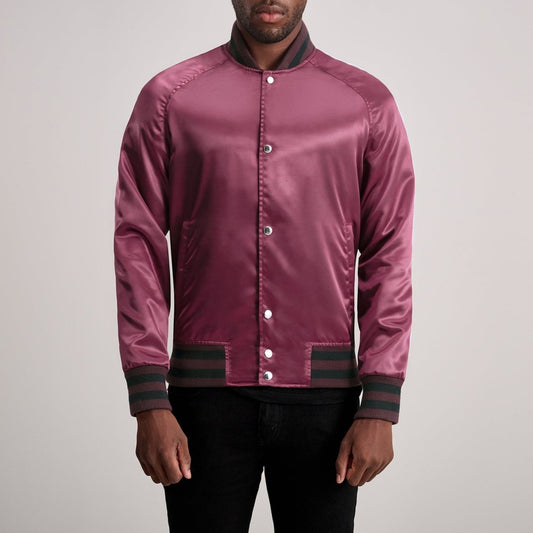 Xander Maroon Varsity Jacket - Vox Leather
